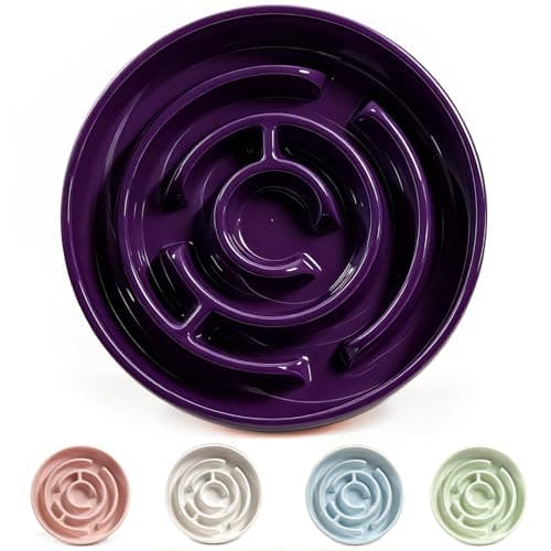 Ceramic Slow Feeder Dog Bowls with Anti-Slip, Slow Feeder & Non-Slip Design, Boredom and Anxiety Reducer, Suitable for All Breed Dogs and Cat (Ceramic-Purple) - Image 1