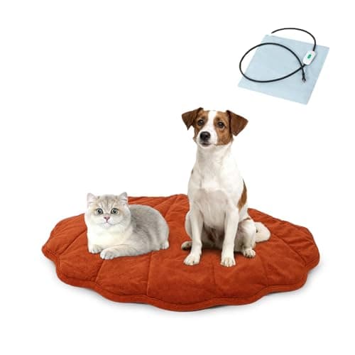 Vagascape Dog Bed, Waterproof Pet Bed with Washable Removable Cover, Comfort Cat Dog Pad for All Seasons, Heating Red Shell Shape Cat Mat with Nonskid Bottom(47"x37")