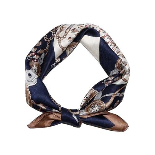Ciormis Pure Mulberry Silk Scarf- 21" Navy Blue Hair Silk Scarves Lightweight Neckerchief for Women Ladies with Gift Box - Image 1