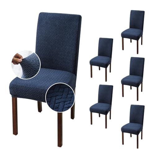 Genina Chair Covers for Dining Room Chair Covers Dining Chair Slipcovers Stretch Kitchen Parsons Chair Cover (Navy Blue, 6 PCS)