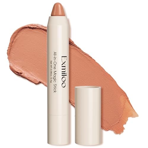 Exmiloo Cream Blush Stick - Nude Peach Beige Blush for Cheeks, Buildable & Blendable Cream Blush, Natural Warm Flush for Everyday Makeup, Vegan & Cruelty-Free, Peach Latte - Image 1