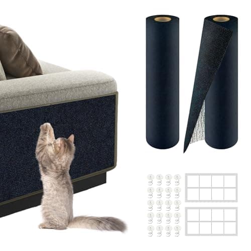 2Pack Total 78.7"x15.8" Cat Scratch Mat for Cat Couch Furniture and Wall Protector | Trimmable Self-Adhesive Carpet Climb Cat Scratcher for Covering Cat Tower and Replacement Pads (Blue) - Image 1