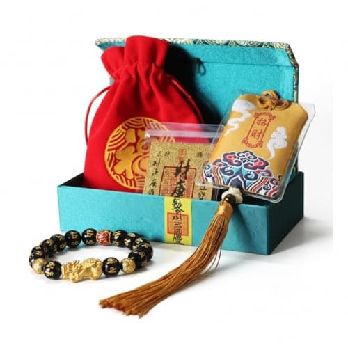 JZJZTXT Black Obsidian Pixiu Bracelet 3-in-1 Feng Shui Gift Set for Men & Women - Wealth Amulet with Golden Prosperity Sticker & Blessing Pouch - Spiritual Gift for Business Success - Image 1