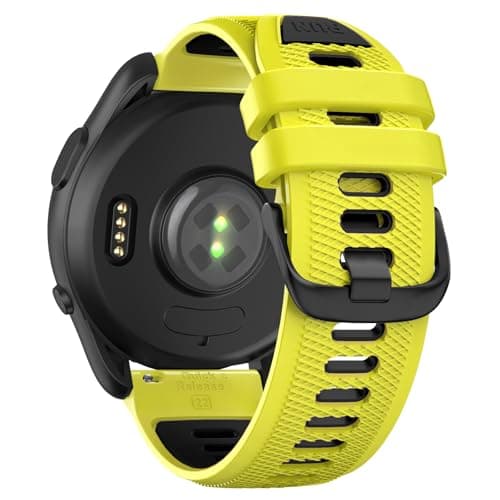 Velocarer Watch Band for Garmin Forerunner 265/Forerunner 255/Vivoactive 4/Venu 3/Venu 2, 22mm Quick Release Silicone Sport Bands, Lime & Black