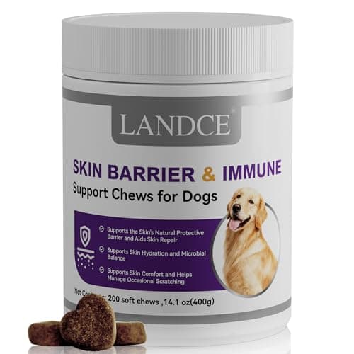LANDCE Dog Skin and Coat Supplement, 200ct Omega 3 for Dogs with Krill Oil & Fish Oil Itch Relief & Immune Support Dog Allergy Chews for Seasonal Irritation & Skin Barrier Health, All Breeds - Image 1