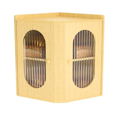 Stylstoreazy Corner Bread Box for Kitchen Countertop,2-Tier Extra Large Adjustable Bread Storage Container for Homemade Bread,Bamboo Bread Holder for Kitchen Counter,Cabinet,Pantry Shelf (Natural) - Image 1