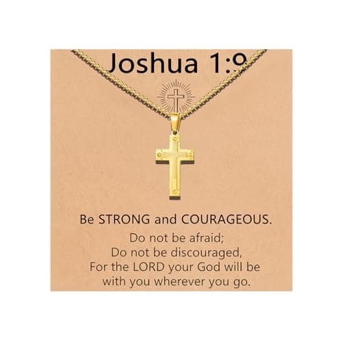 Jekvill 14K Gold Plated Cross Pendant Necklace with Bible Verse Christian Gifts for Women Men First Communion Gifts Baptism Easter Basket Fillers Cross Necklace - Image 1