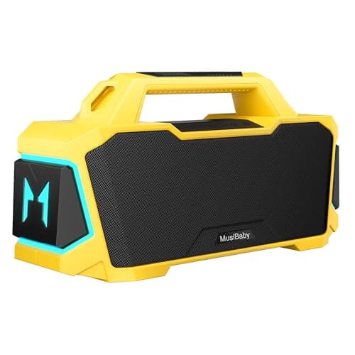 Musibaby 80W Portable Bluetooth Speaker, Loud Bass, IPX6 Waterproof, Yellow - Image 1