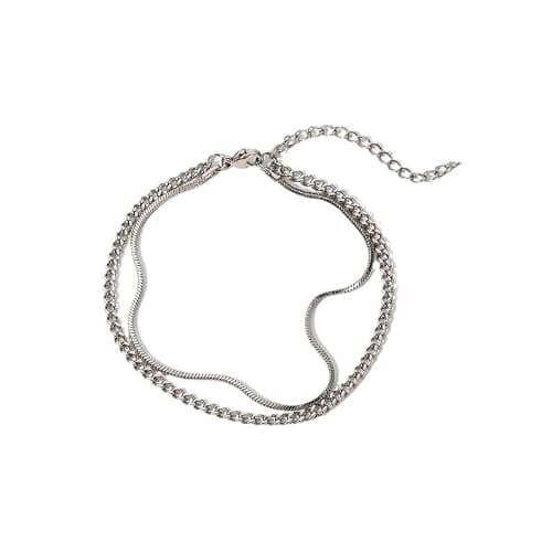 Joyandcelet Silver Mens Bracelet - Dainty Silver Bracelet for Men, Cuban Link Chain Stackable Mens Jewelry, Snake Stainless Steel Bracelets for Men, Trendy Jewelry Gifts for men - Image 1