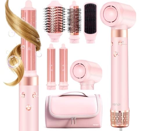 ABNER® 6 in 1 Professional Hot Air Styler - Powerful Hair Dryer Brush & Auto Curling Iron Set, Fast Drying Curling Volumizing Straightening, Styling Without Heat Damage, for All Hair Lengths - Image 1