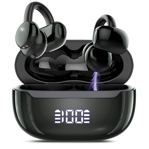 DUCOCUB Open Ear Earbuds Wireless Clip on Headphones Bluetooth 5.4 Ear Buds with DNN Noise Cancelling, 48H Playtime, Low Latency, Fashion Design, Secure Fit, Clear Sound for Music & Calls (Black) - Image 1