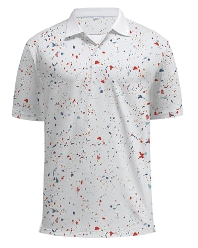 KUYIGO Mens Polo Shirt Quick Dry Moisture Wicking UPF 40+ Performance Short Sleeve Casual Printed Tennis Golf Shirt,L - Image 1