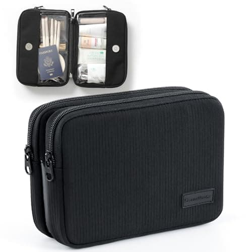 EPEDAL24 Preppy Makeup Bag, Rectangle Double Detachable Cosmetic Organizer, Clear Side Panel Portable Travel Pouches for In-Flight Essentials, Beauty & Tech Accessories, Gift for Women