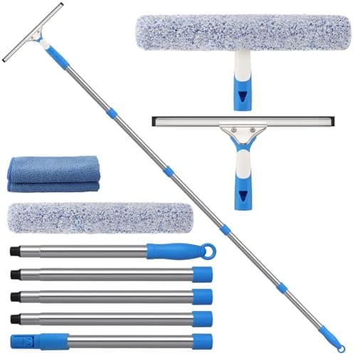 Mitclear 77'' Professional Squeegee Window Cleaner Tool with Extension Pole, Car Windshield Cleaning Kit with Long Handle, Window Washing Equipment for Indoor Outdoor Windows & Car Glass - Image 1