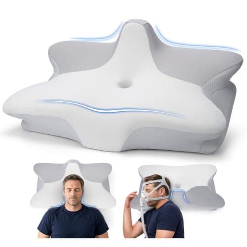 CPAP Pillow for Side Sleeping, 2-IN-1 Cervical Neck Pillow for Pain Relief, Cooling Memory Foam Pillows with Anti-Roll Support Pillar Ergonomic Orthopedic Pillows for Side Back & Stomach Sleepers - Image 1