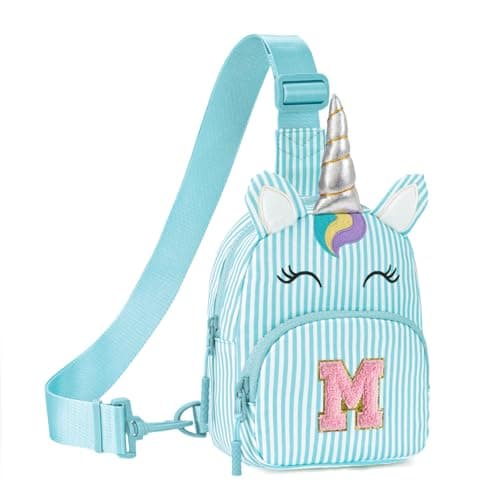 Viverte Birthday Gifts for Girls Small Sling Bag Personalized Initial Fanny Pack Cute Letter Crossbody Bag Purse for Girls(Icing Blue-M) - Image 1