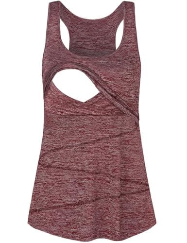 Joymom Summer Nursing Tops, Maternity Tank Top Sleeveless Blouses Breastfeeding Shirts for Women Traveling Beach Holiday Wine M - Image 1