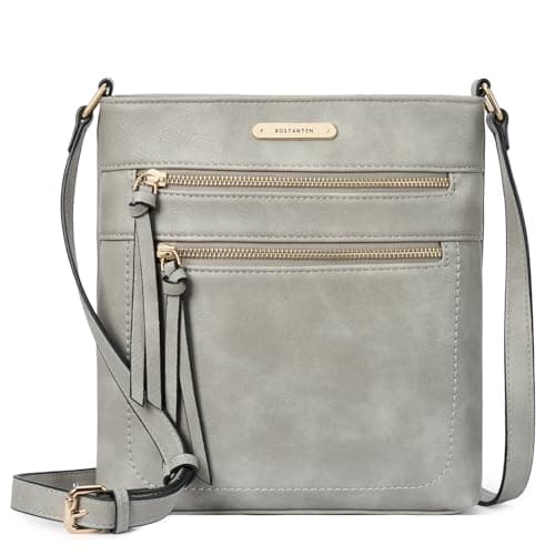 BOSTANTEN Crossbody Bags for Women Trendy Vegan Leather Purse Designer Shoulder Handbags with Adjustable Strap Zipper Pocket Grey - Image 1