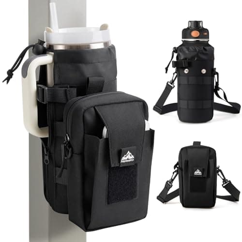 Nefeeko Magnetic Water Bottle Holder with Detachable 2-in-1 Phone Bag, 10 Strong Magnets Gym Pouch for Metal Surfaces, Fits 20-40 Oz Tumblers with Handles, Heavy-Duty 600D Oxford Sling Carrier - Image 1