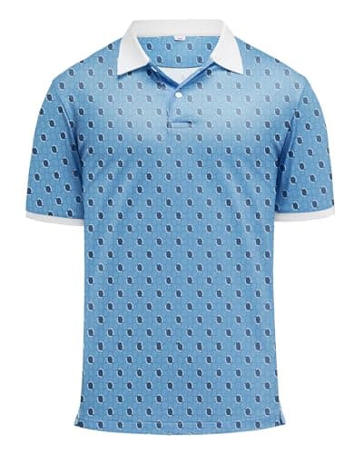 KUYIGO Men’s Golf Polo Shirt Quick Dry Breathable Moisture Wicking UPF 40+ Printed Short Sleeve Performance Shirt,L - Image 1