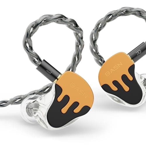 BASN BmasterX in Ear Audio Monitor, Hybrid 6 Drivers IEM Earphones with Crystal Clear Sound, Detachable Cable Plus Carrying Case Fit Kit for Musician, Stage, Studio (3.5mm & 4.4mm Jack, Orange/Black) - Image 1