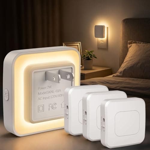 Sujeet Plug-in LED Night Light with Motion Sensor & Dusk to Dawn, 3 Color Temperatures (1800K/2700K/5700K), 5 Preset Brightness Levels, Backlit Design, 1-80LM Dimmable for Kids Bedroom, Hallway 4 Pack - Image 1