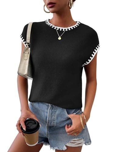 Cap Sleeve Sweater Tops for Women 2026 Knit Summer Sleeveless Tank Vest - Image 1