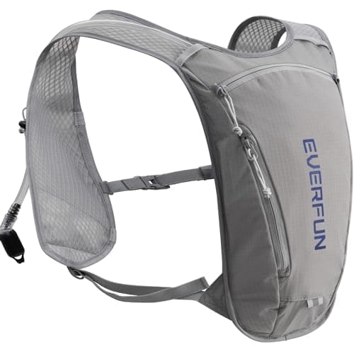 EVERFUN Hydration Backpack Running Vest Small Hiking Water Backpack with 1.5L Water Bladder, Lightweight Reflective Phone Holder Hydro Pack for Trail Running, Biking, Race, Marathons, Gray - Image 1