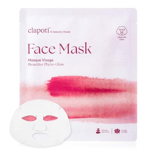 Clapoti Korean Bamboo Sheet Face Mask, 1 Sheet — 99% Natural Hibiscus & Peptide Complex, Moisture & Firming Glow in 10 Min, No-Rinse, Gentle for Sensitive Skin, Vegan - Image 1