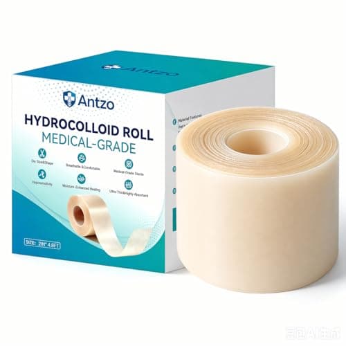 ANTZO Hydrocolloid Roll,Large Hydrocolloid Bandages Roll for Wound Care,Cut-to-Size Patch Bandages,Hydrocolloid Tape with Self-Adhesive,Ultra Absorbent, Waterproof, Skin-Safe (2in x 4.8ft)