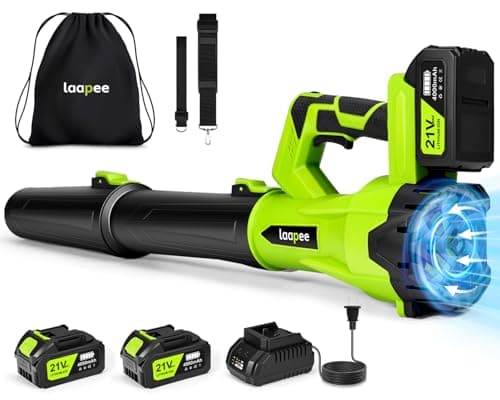 Leaf Blower Cordless,Electric Leaf Blower with 2 4.0Ah Battery Powered and Fast Charger, Lightweight Cordless Blowers for Spring Lawn Care and Dust,6 Speed Control - Image 1