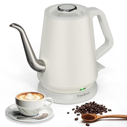 FuseBrew Gooseneck Electric Kettle 0.8L, 1200W Fast Boiling Stainless Steel – Auto Shut-Off, Precision Pour Over Kettle for Coffee & Tea, Ideal for Small Kitchen, RV, Travel (Gray White) - Image 1