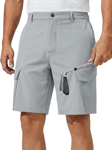 Runcati Mens 9" Golf Shorts Quick Dry Stretch Lightweight Elastic Waist Work Hiking Summer Dress Shorts with 4 Pockets - Image 1