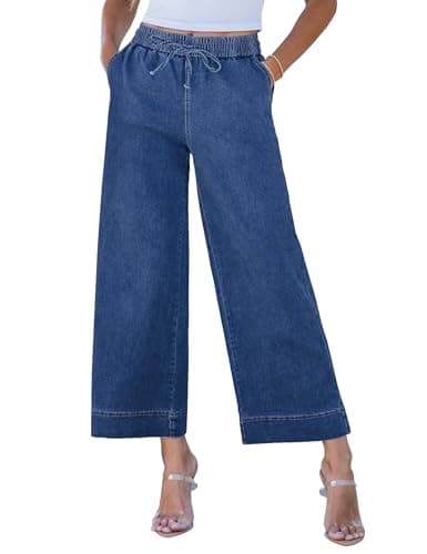 luvamia High Rise Elastic Waist Jeans for Women Blue Jeans Denim Elastic Waist Pants for Women Classic Blue Large Fits Size 12 / Size 14 - Image 1