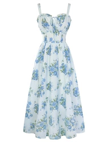 Scarlet Darkness Dresses for Women 2026 Summer Graduate Dress Cottagecore Fairy Dresses Pastel Blue Blooms M - Image 1