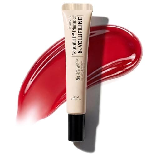 YouthVibe 5% Volufiline Lip Serum & Gloss, Hydrating Lip Care with Shea Butter, Collagen, Peptide & PDRN - Fuller-Looking Lips Over Time, No Burning or Tingling, Non-Sticky Essence - Coral Glow - Image 1