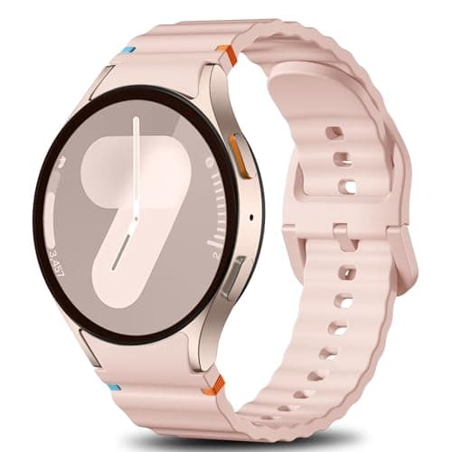 Ynitec Sport Bands Compatible with Samsung Galaxy Watch 7 6 5 4 Band 40mm 44mm Women Men - No Gap Soft Silicone Strap for Smart Watch S 7 6 5 4 FE, 20mm Wristbands for GalaxyWatch, Pink - Image 1