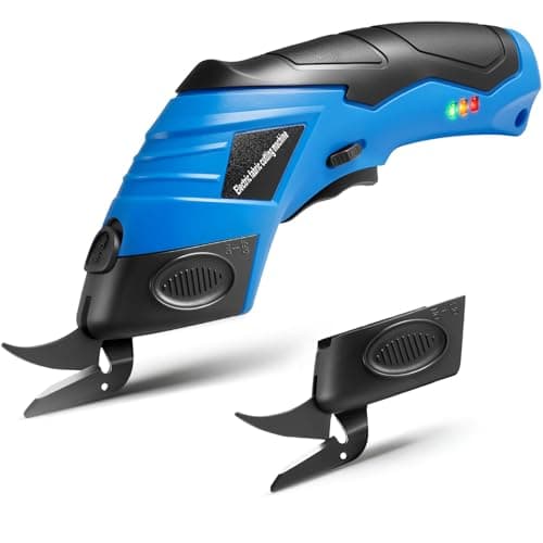 Cordless Electric Scissors, Rechargeable Box Cutter for Cardboard, 12000RPM High-Power Electric Fabric Scissors with 2 Safety Blades and Safety Lock for Carpet, Leather, Cloth, Light-Duty Wire Rope