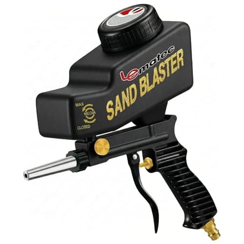 LE LEMATEC Portable Sand Blaster Gun Kit | Gravity Feed Air Tool for Rust Removal, Glass Etching & Paint Stripping | Requires 4 CFM @ 90 PSI Air Compressor - Sandblasting Steel Nozzle - Image 1