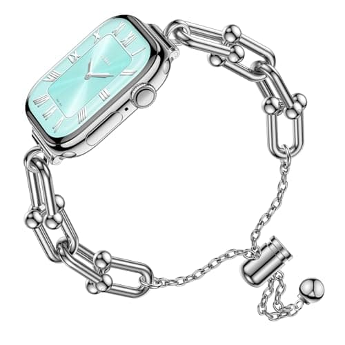 Tlselt Stainless Steel Bracelet Compatible with Apple Watch Bands for Women 38/40/41/42/44/45/46/49mm, Slim Bracelet Dressy Metal Strap for iWatch Series 11 10 9 8 7 6 5 4 3, SE Ultra 3 2 1 - Image 1