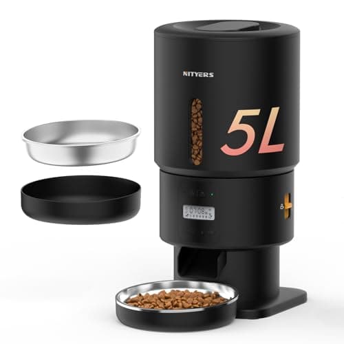Automatic Cat Feeder - 5L Anti-Clog Cat Food Dispenser Keeps 2-15mm Dry Food Fresh, 10s Voice, 1-6 Meals/Day, Programmable Portions, 180-Day Battery Life, Easy to Clean Auto Pet Feeder for Small Dog - Image 1