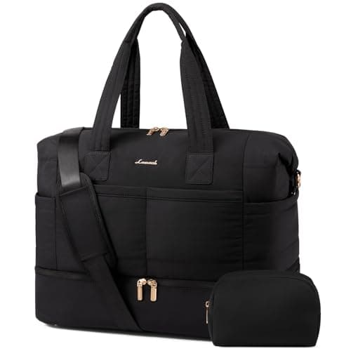 LOVEVOOK Travel Duffle Bag - Puffer Weekender Bags For Women with Shoe Compartment,40L Carry On Overnight Duffel Bags For Airplanes,Hospital Bag for Labor and Delivery,2Pcs - Image 1