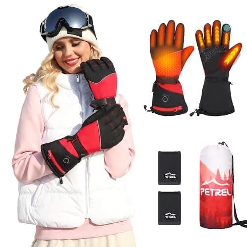 Heated Gloves with Battery,Women Heating Gloves,USB Electric Motorcycle Glove,Touchscreen Hand Warmers Rechargeable,Windproof &Waterproof for Outdoor Working Skiing Biking Cycling Hunting Fishing - Image 1