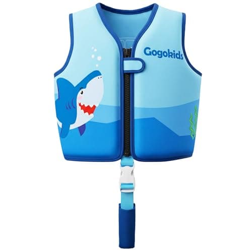 Gogokids Toddler Swim Vest Pool Floaties for Kids 1-2-3-5-7-9 Yrs, Neoprene Kids Swimming Jacket w/Adjustable Safety Strap & Zip, Toddler Float Jacket 33-66lbs for Beach Puddle Pool Boys Girls Niños