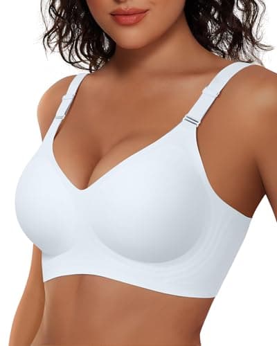 Vertvie Womens Wireless Bras No Underwire Push Up Bra Seamless Supportive Full Coverage Everyday Bras Regular and Plus Size(White,Small) - Image 1