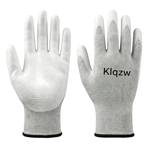 PU Coated Work Gloves for Men Women, 6 Pairs 13G Seamless Knit Touchscreen Compatible, Non-Slip Breathable Abrasion Resistant, Mechanic Warehouse Construction Woodworking Gardening DIY, White XL - Image 1