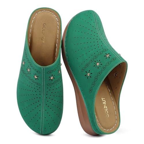 Goldnut Women's Green Closed Toe Clogs Comfortable Slip On Mules Non Slip Casual Summer Walking Clog for Womans Mules Size 7 - Image 1