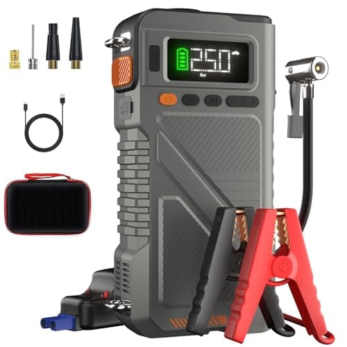 Portable Car Jump Starter with Air Compressor, 8000A Jump Box Combo 150PSI Tire Inflator, 12V Vehicle Jumpstarter Power Pack for All Gas/12L Diesel - Image 1
