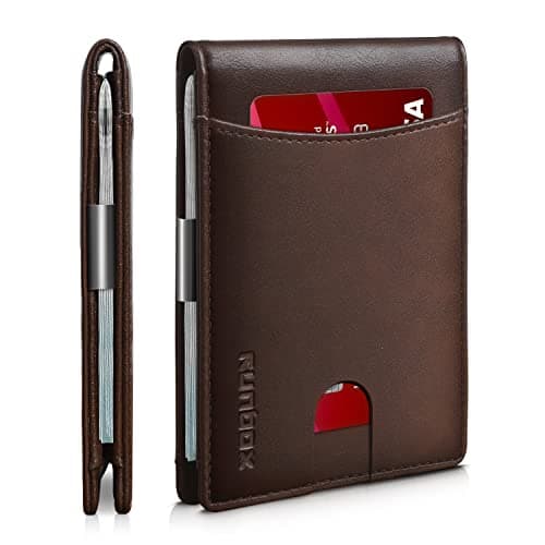 RUNBOX Slim Money Clip Wallets for Men and Teen Boys RFID Blocking 11 Card Holder Minimalist Small Leather Bifold Novelty Men's Wallet Front Pocket Gift Box - Image 1