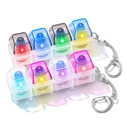 Dalycro 2PCS Keyboard Fidget Toy for Adults 4 in 1 Keyboard Clicker Fidget Keychain with LED Light & Sound for Anxiety Relief, Office Home Travel (BlackBlue&WhitePurple, 2P) - Image 1